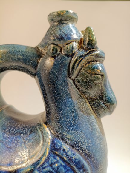 唐藍釉馬頭壺 Tang blue horse vase - Image 5