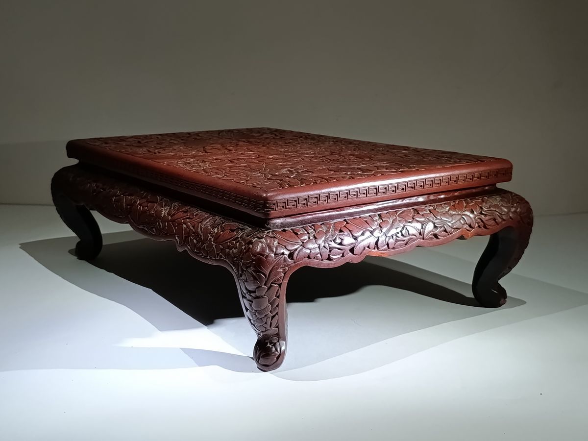 Cinnabar table with phoenix 剔紅鳳凰枱几 - Image 2